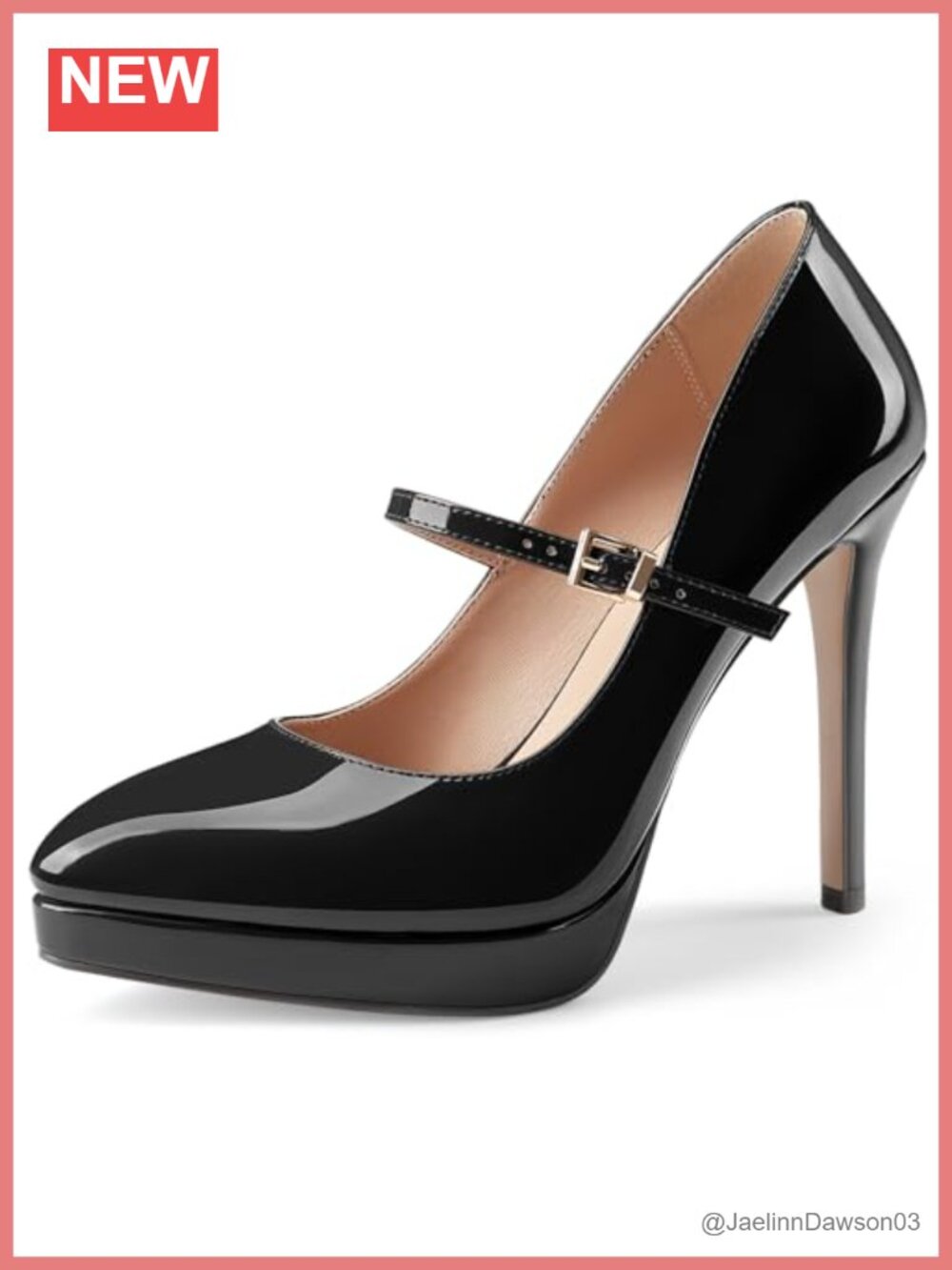 Women's Stiletto High Heel Platforms Mary Jane Pumps with Buckle Straps (Black)